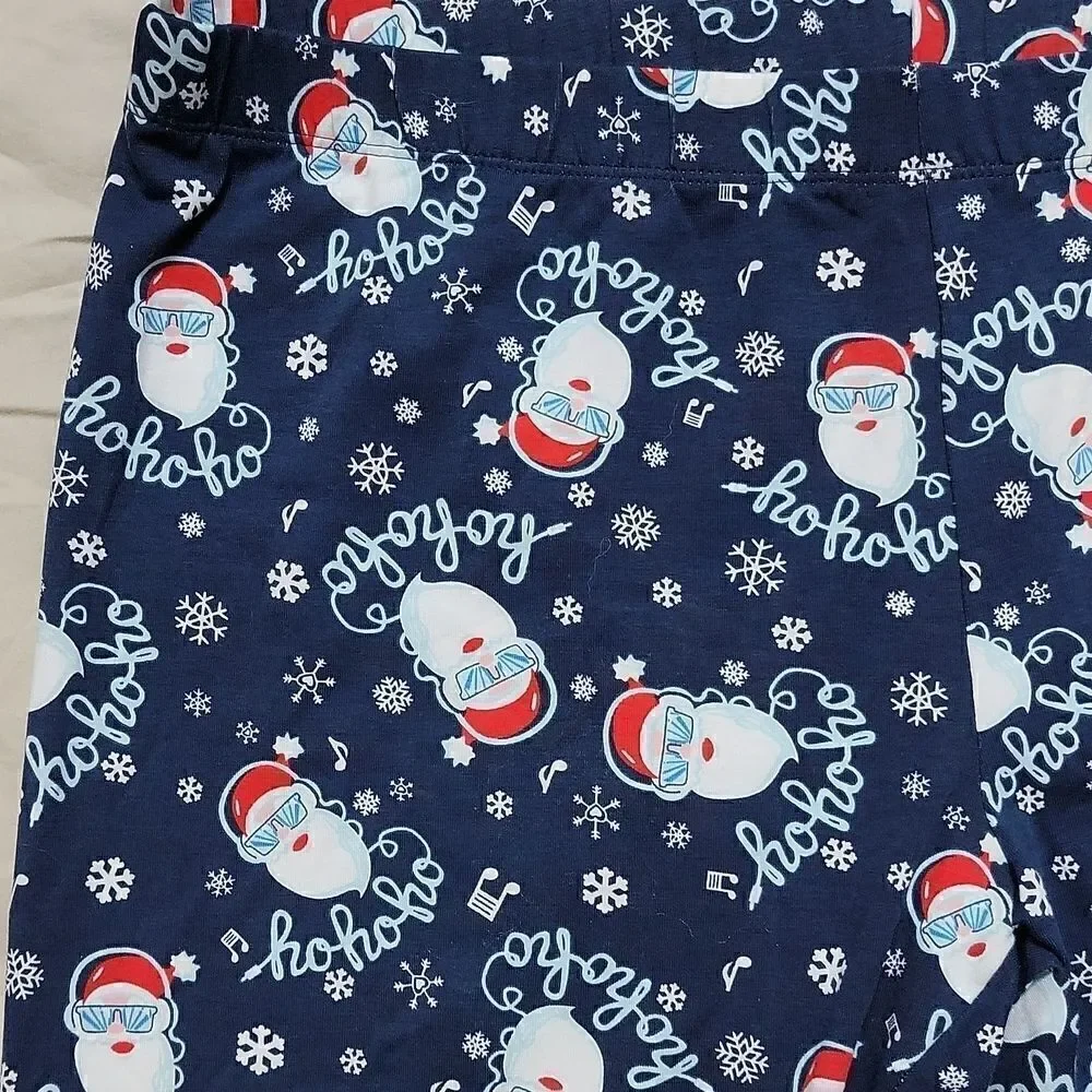 NO BOUNDARIES BLUE CHRISTMAS SANTA FACE HO HO HO LEGGING CAPRIS, SIZE 2XL XXL 19 - Picture 4 of 6